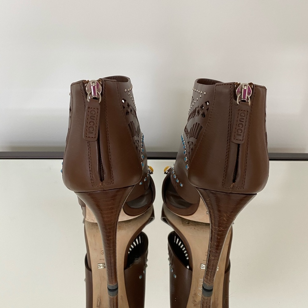 EUC Perforated Nut Brown Gucci Booties sz 39.5 - Picture 7 of 9
